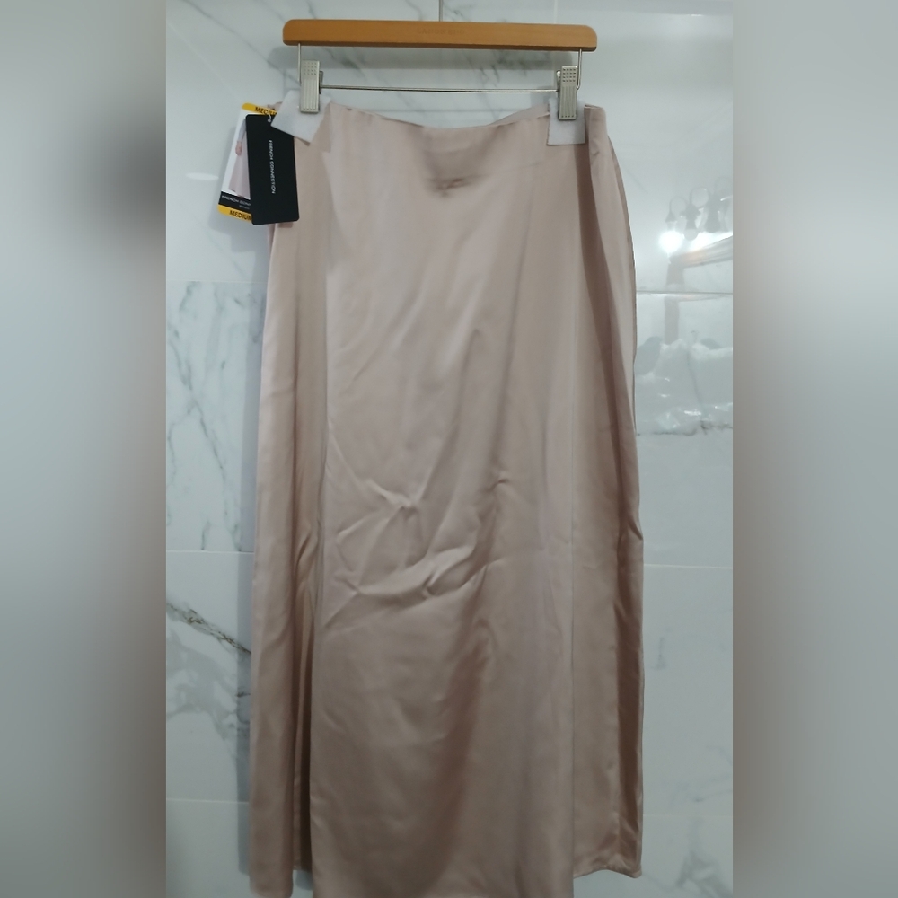 Satin Skirt Various Sizes Mushroom Color By French Connection NWT - Picture 10 of 12